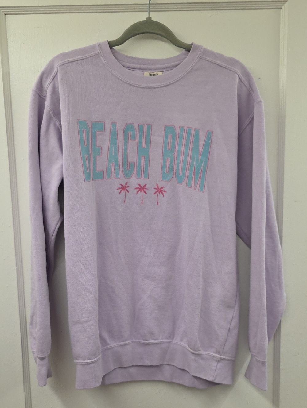 Comfort Colors Lavender “Beach Bum” Graphic Sweatshirt Medium 🌴💜